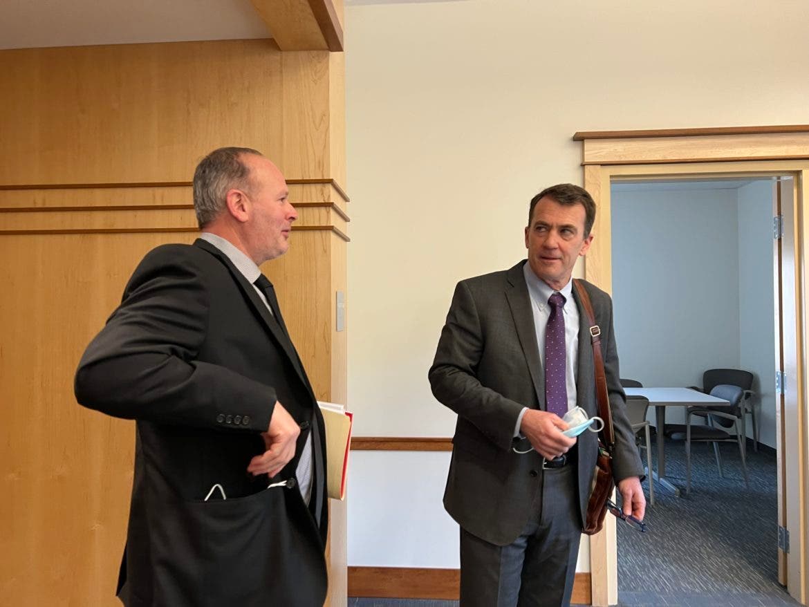 Tony Pivero, left, and Nashua Attorney Eric Wilson are pictured Feb. 16 in Merrimack County Superior Court in Concord.