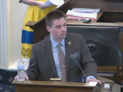 State Rep. Brodie Deshaies arguing to kill CACR 32 at Thursday's House session.