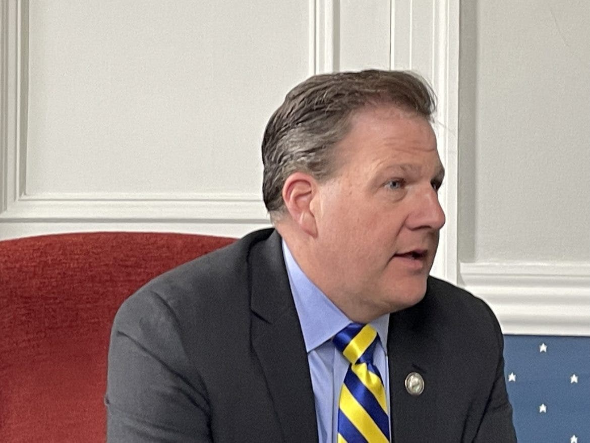 Gov. Chris Sununu at a recent press briefing in this file photo