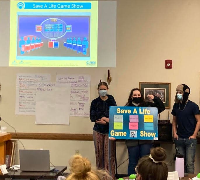 Students from Franklin, Interlakes, and Newfound High Schools joined forces on February 16, 2022 to learn about NAMI NH's Connect Suicide Prevention Program. 