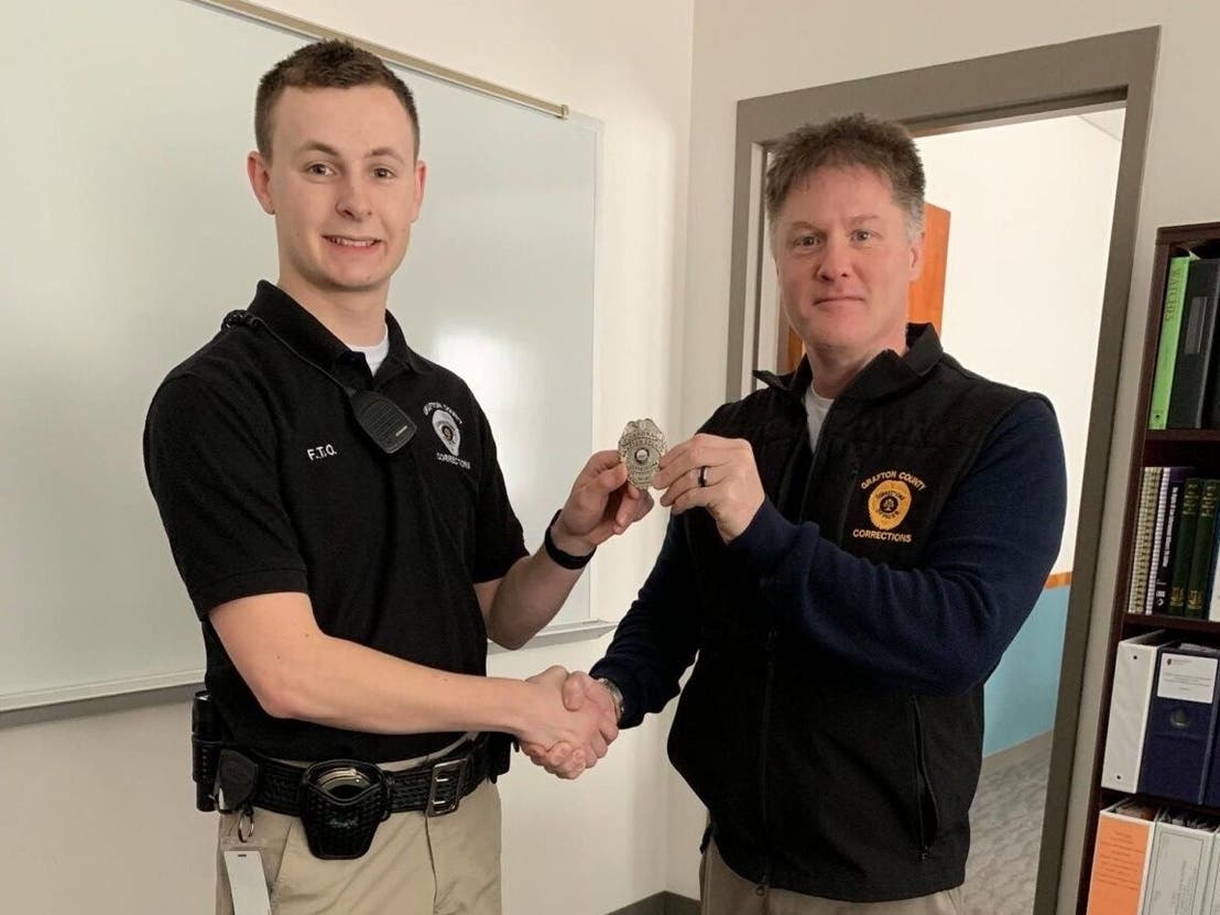 Max Fournier, left, is pictured with Grafton County Jail Superintendent Tom Elliott before he stopped working there.