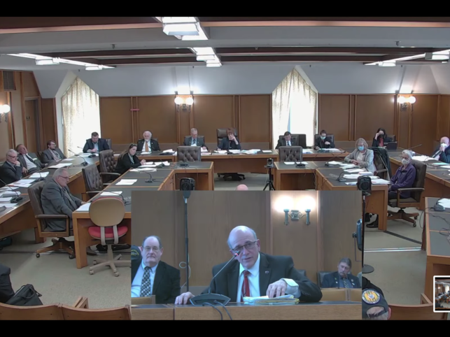 The prime sponsor of Senate Bill 418, Sen. Bob Giuda, R-Wentworth, testifies before the House Election Law Committee Friday.