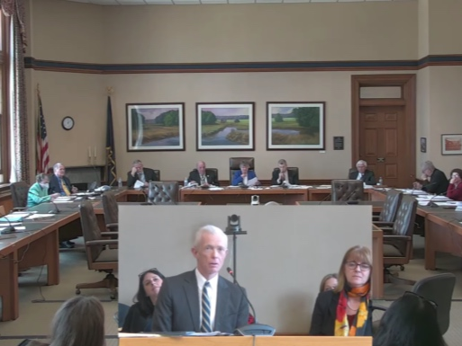 Supreme Court Chief Justice Gordon MacDonald addresses the Joint Legislative Fiscal Committee Friday.