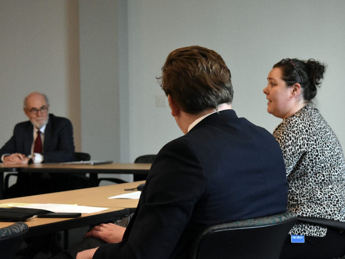 Newly appointed offshore wind director Erica Horne speaks at the April 25 meeting of the Commission To Study Offshore Wind.