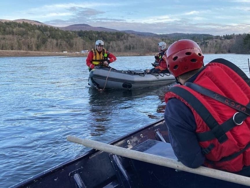 Rescue crews searching for a missing boater on the Connecticut River April 6. 