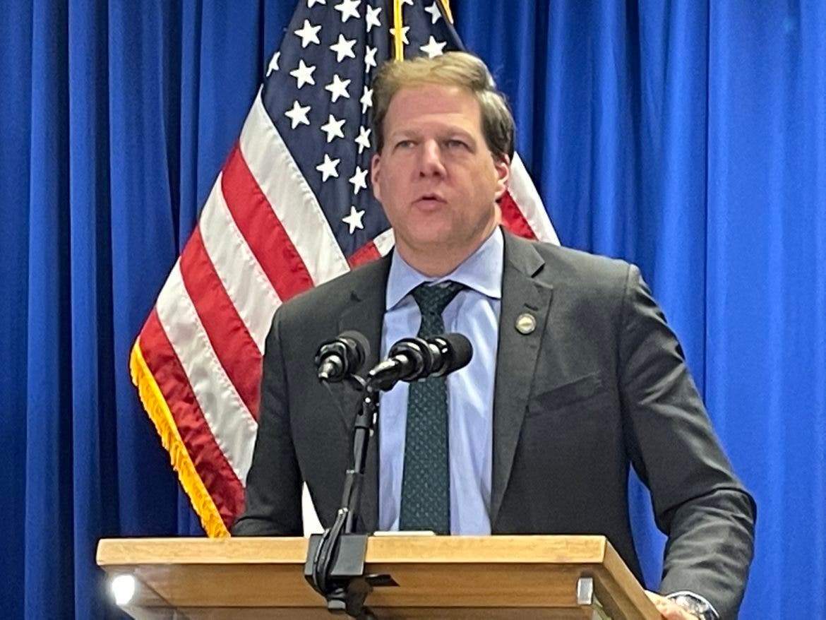 Gov. Chris Sununu is pictured at a previous press conference.