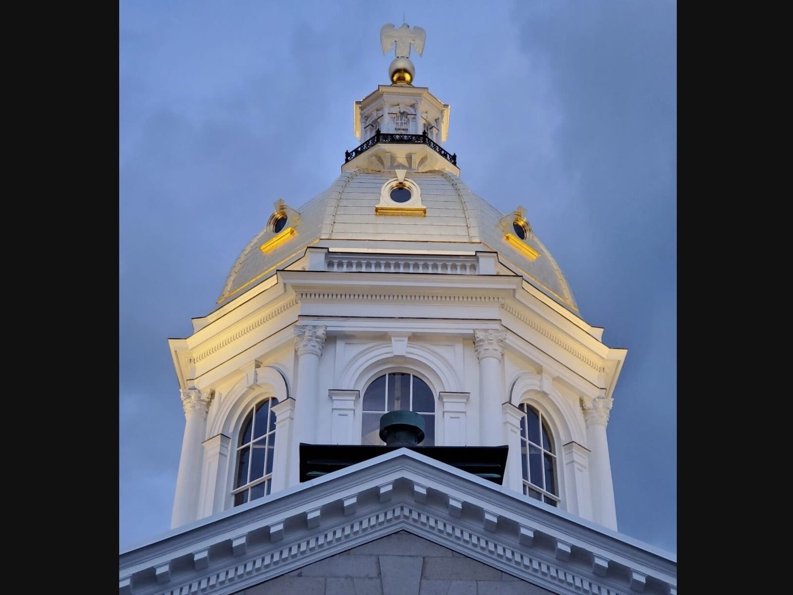 Night view back of the State House