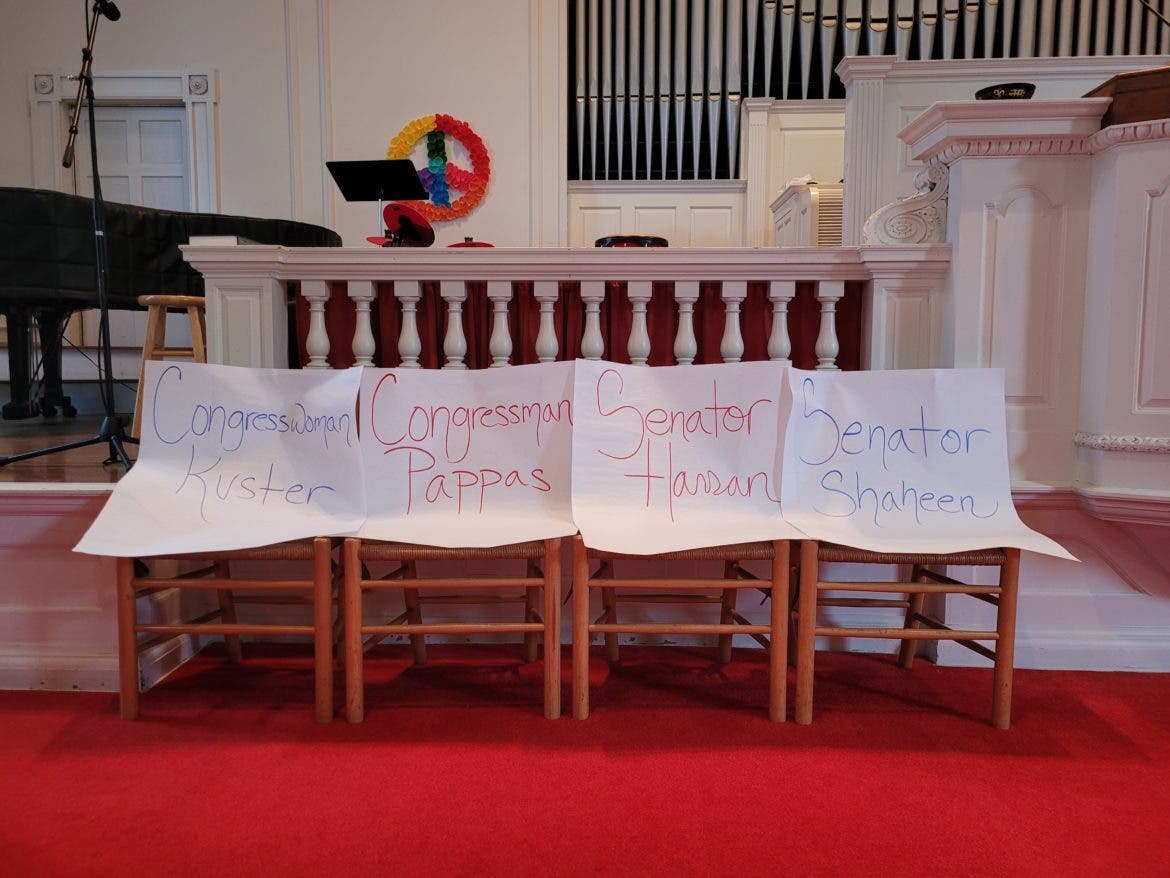 At the Nashua Unitarian Church for the Faith Forum on Immigration, the state’s congressional delegation, all Democrats, had all been invited but all were no-shows (though Senator Shaheen did send two staff members).