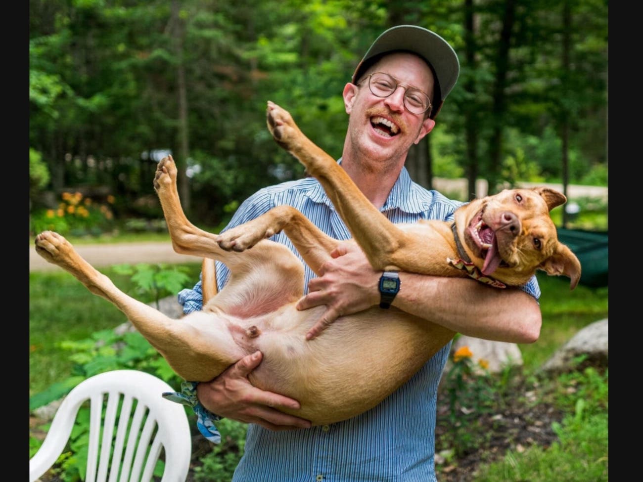 Joe Roman and dog Mick