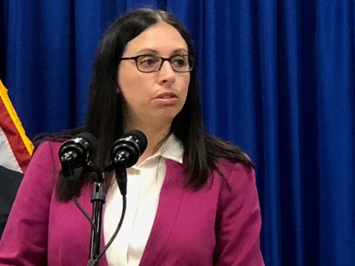 Health and Human Services Commissioner Lori Shibinette is pictured at a news conference in this file photo.