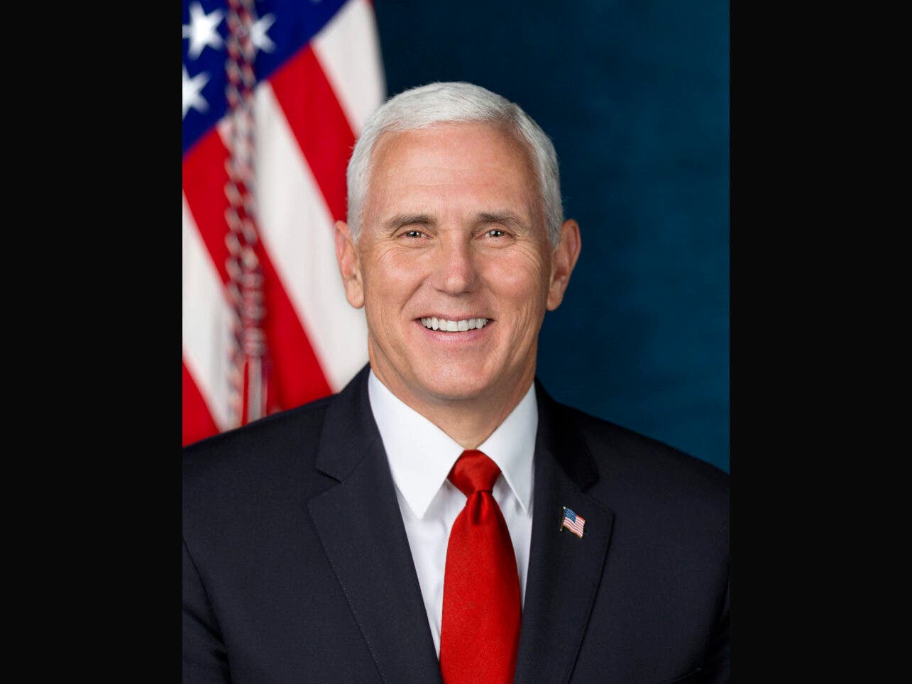 Former Vice President Mike Pence poses for his official portrait at The White House, in Washington, D.C.
