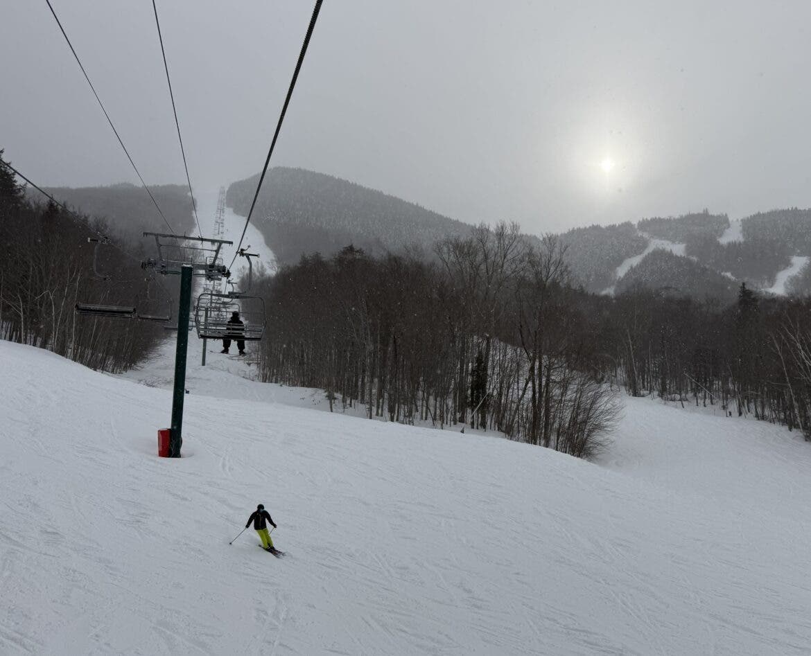 Enjoying the fresh powder at Loon Mountain in Lincoln, NH
