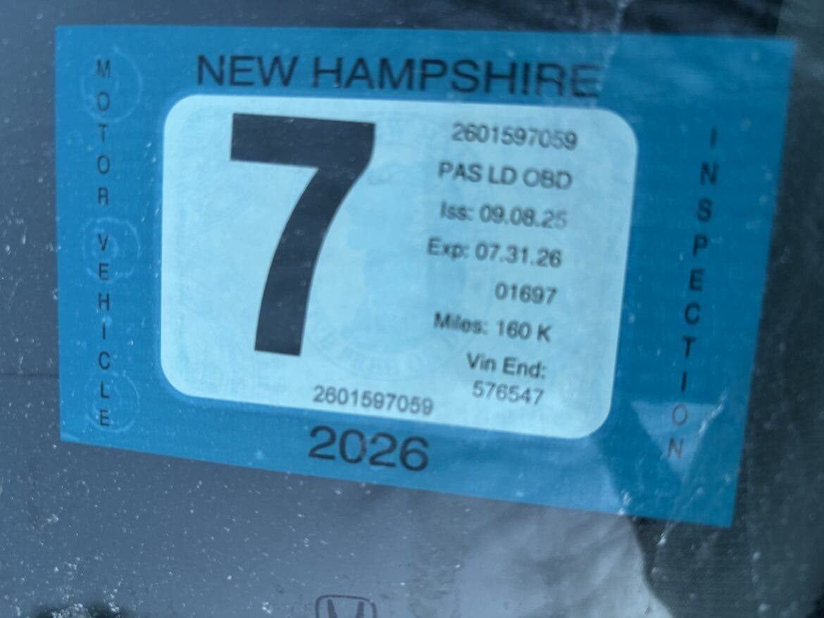 NH inspection sticker.