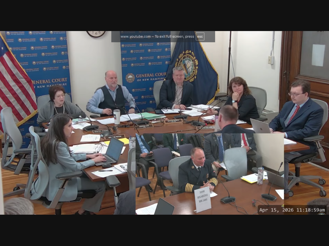 Former New London Fire Chief Jay Lyon testifies in support of House Bill 1602, a battery recycling program, before the Senate Ways and Means Committee Wednesday.