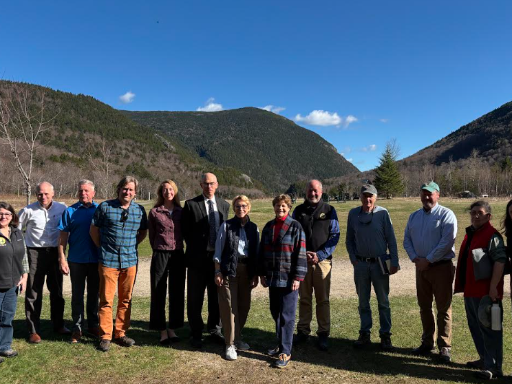 U.S. Senators Maggie Hassan and Jeanne Shaheen, both Democrats, gathered Friday at the Appalachian Mountain Club Highland Center with concerned environmentalists.