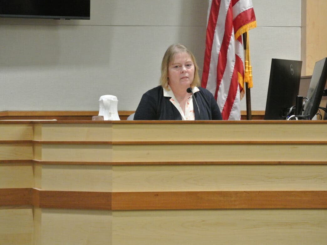 DHHS Chief of Childcare Licensing Melissa Clement is pictured testifying Wednesday in Merrimack County Superior Court in the Saddleback civil case.
