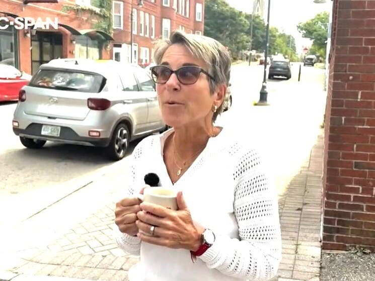 Republican U.S. House candidate Hollie Noveletsky meets with voters at the Red Arrow Diner in Manchester, N.H. Monday.