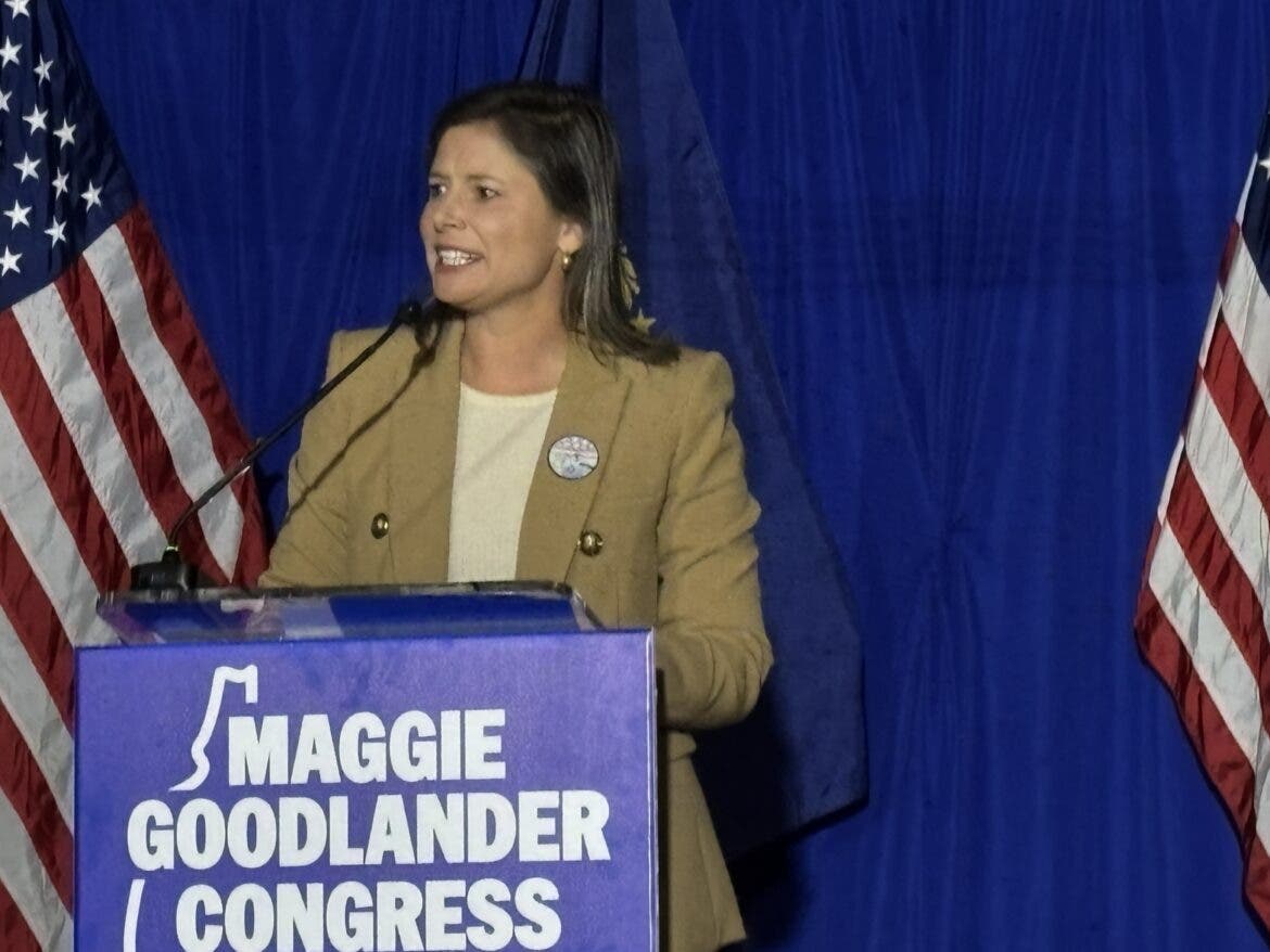 U.S. Rep. Maggie Goodlander, D-NH, is pictured primary election night in Concord in this file photo