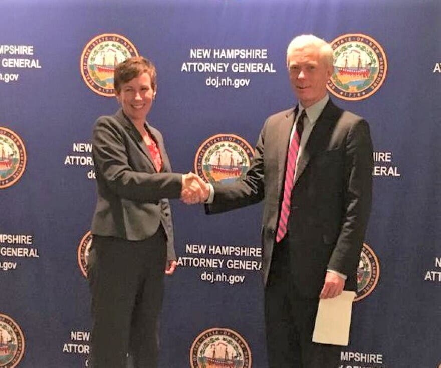 Attorney Dianne Martin is pictured with Gordon MacDonald in this Department of Justice photo. Martin first worked for MacDonald when he was the Attorney General and she was an assistant attorney general