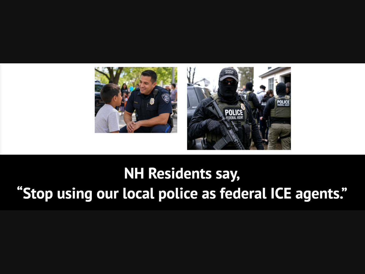 Screenshot of the petition to have New Hampshire police departments exit ICE'S 287(g) agreement.