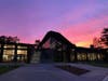 Barbara Walters Campus Center at sunset