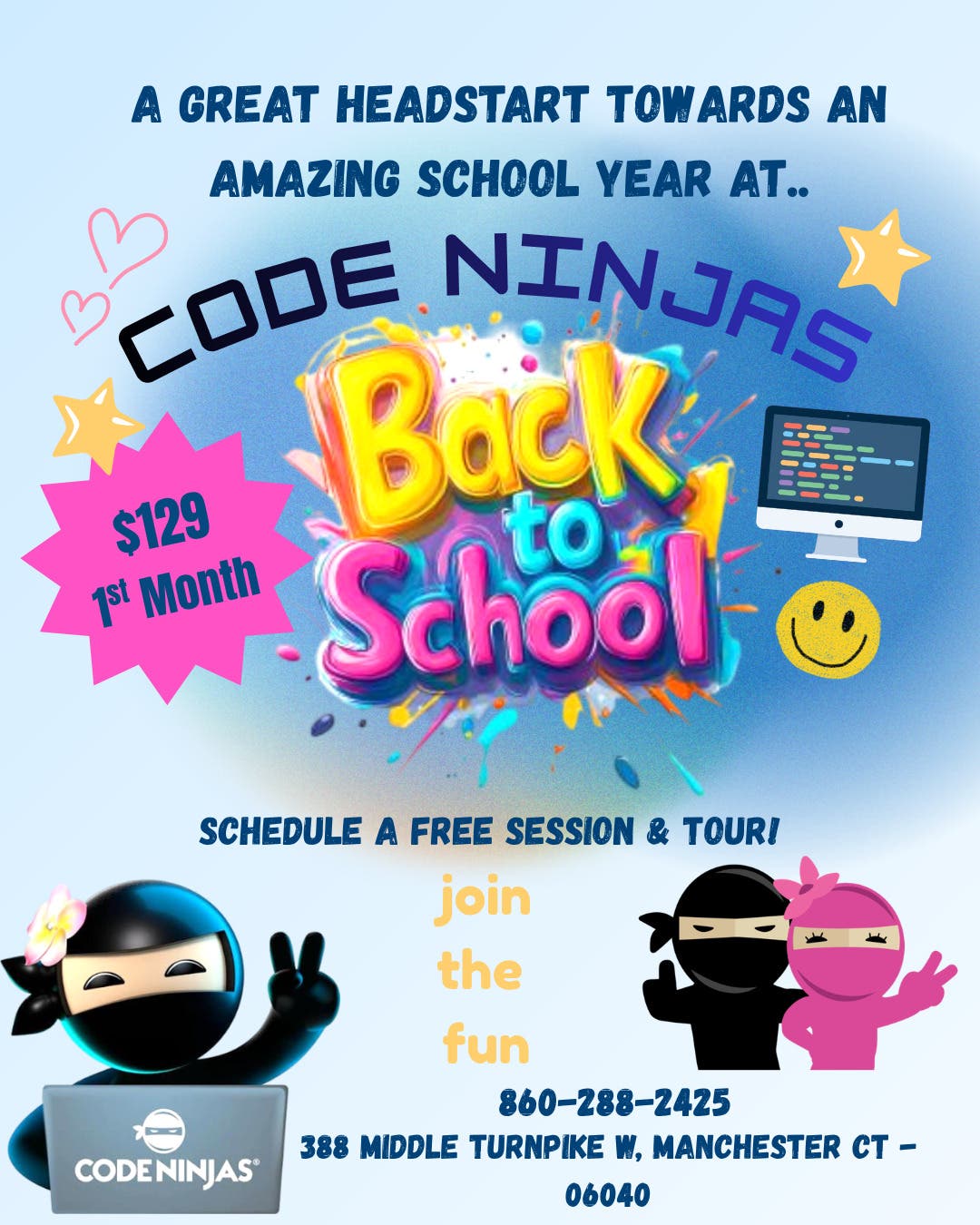 Code Ninjas, Manchester CT - Back To School Promotion