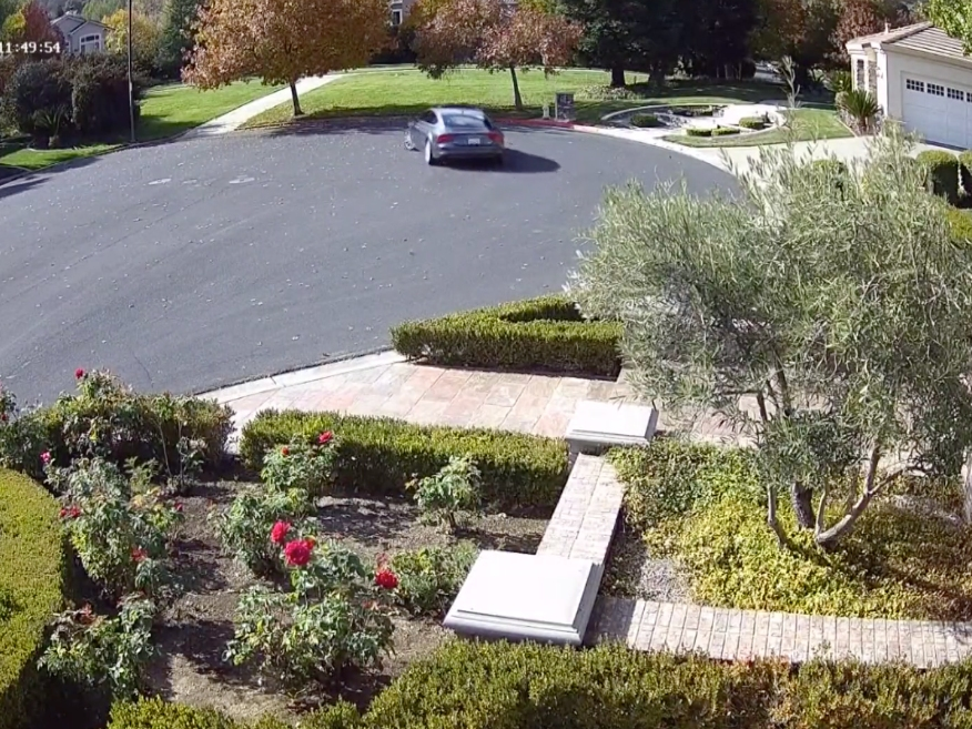An image of a suspect vehicle caught on video surveillance in Pleasanton's Laguna Oaks neighborhood.