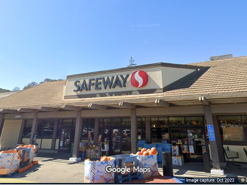 An elderly woman inside a Safeway in Martinez was injured when a driver crashed into the building on Wednesday.