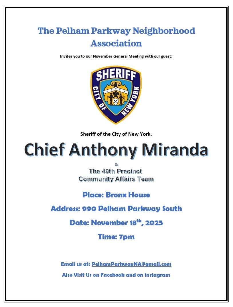 Pelham Parkway Neighborhood Association Hosts November Event