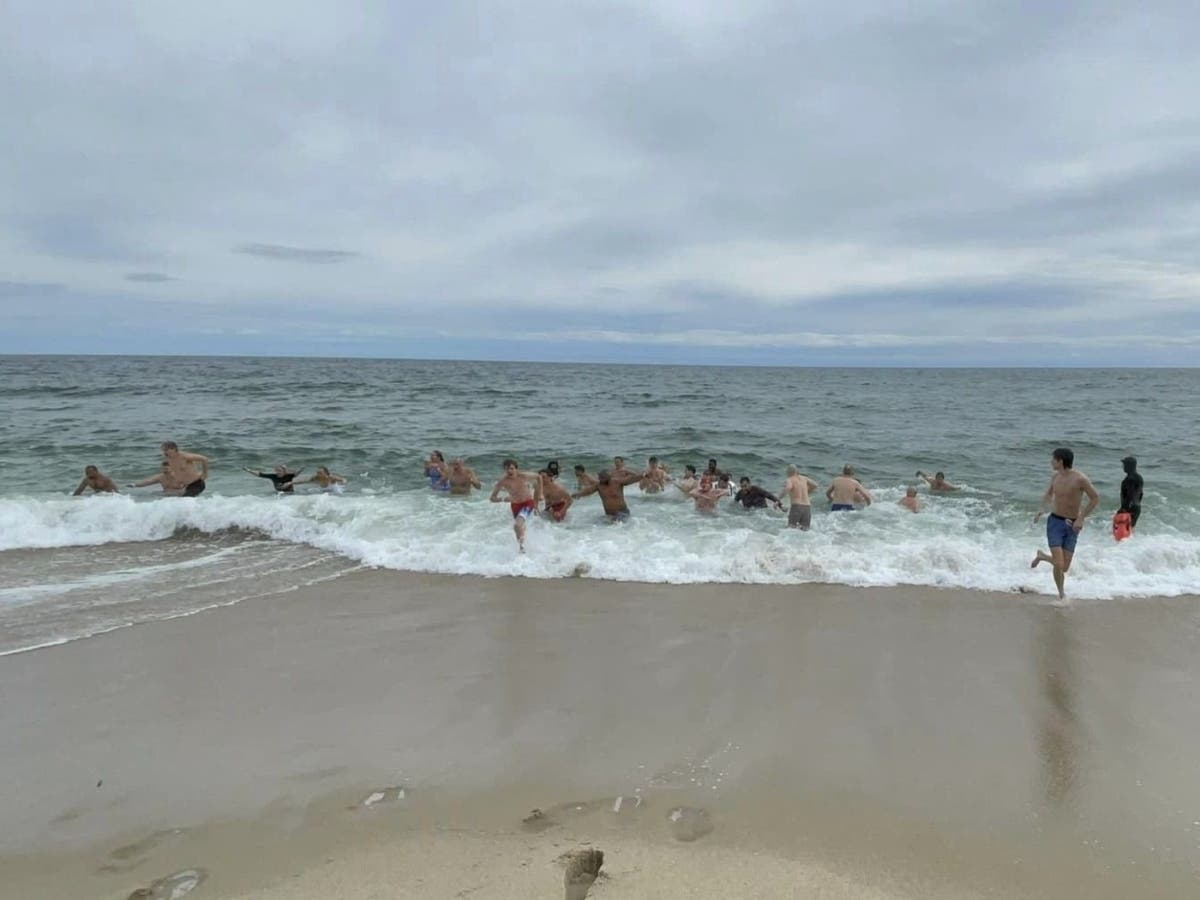 Men take part in the polar plunge