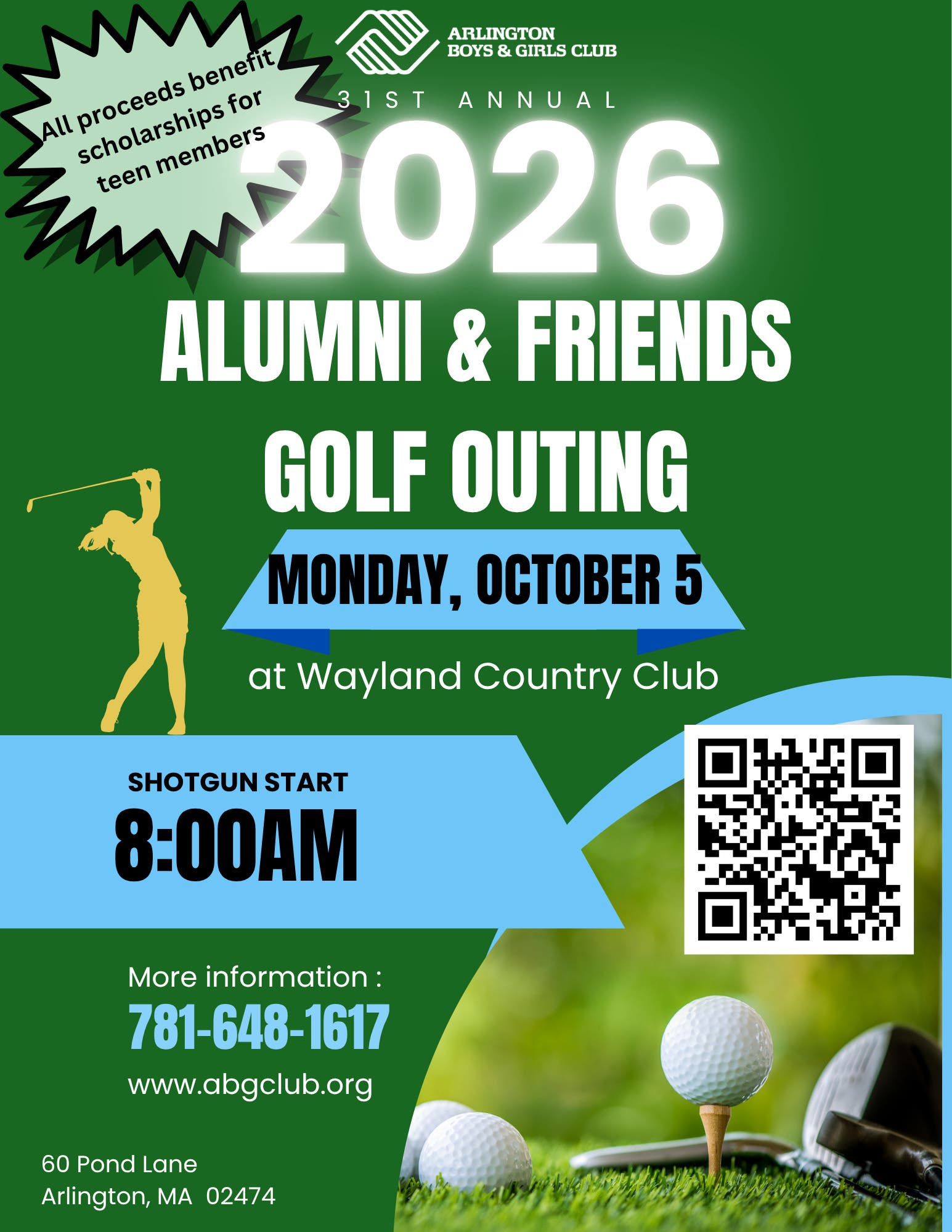 31st Annual 2026 Arlington Boys & Girls Club Alumni & Friends Golf Outing