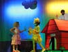  Sofia Lambright (Sally Brown), Kathiannah Jean-Louis (Woodstock), and Alex Marcis (Snoopy) in Howitt Middle School’s production of You’re a Good Man, Charlie Brown