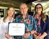 Bud Guillot displays his Honor Award with DAR Members Ruth Ann Rousseau and April Hay