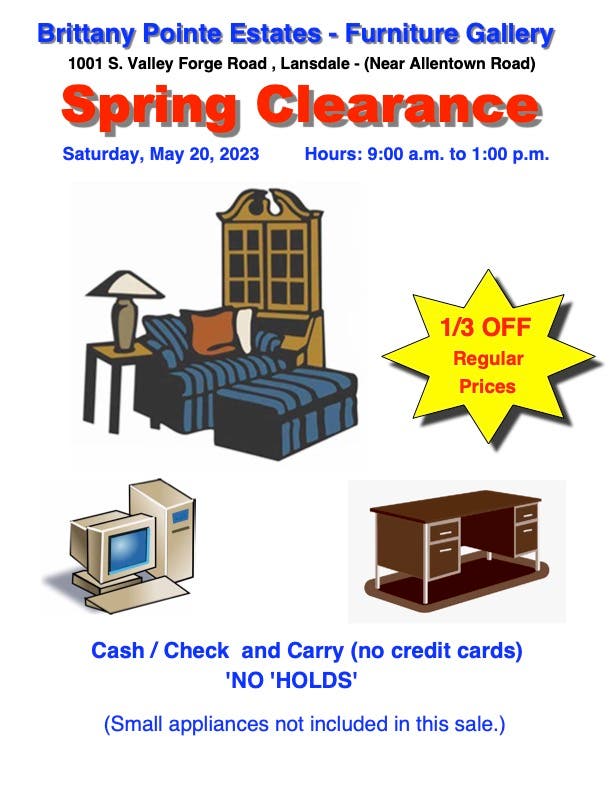 May 20 Furniture Sale Montgomeryville, PA Patch