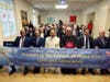 From left, UN Ambassador Gheilani of GCC (Vienna); UN Ambassador Bucheeri of Bahrain (Vienna); Dr. Hong, president of FOWPAL; Bishop Camillo Ballin; UN Ambassador Assaf of Lebanon (Vienna), and UN Ambassador Koubaa of the League of Arab States (Vienna)