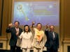 From left, Sandor and Herta Habsburg-Lothringen, founders of the Flame of Peace; Dr. Hong, Tao-Tze, president of FOWPAL; Ambassador Yusuf Abdulkarim Bucheeri of Bahrain to the UN (Vienna), give a toast to their guests during a gala dinner.