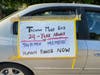 Tai Ji Men dizi drive their car carrying a sign that reads, “Taiwan Must End 24-Year Abuses of Tai Ji Men Members’ Human Rights Now,” around Southern California on August 15, 2020.