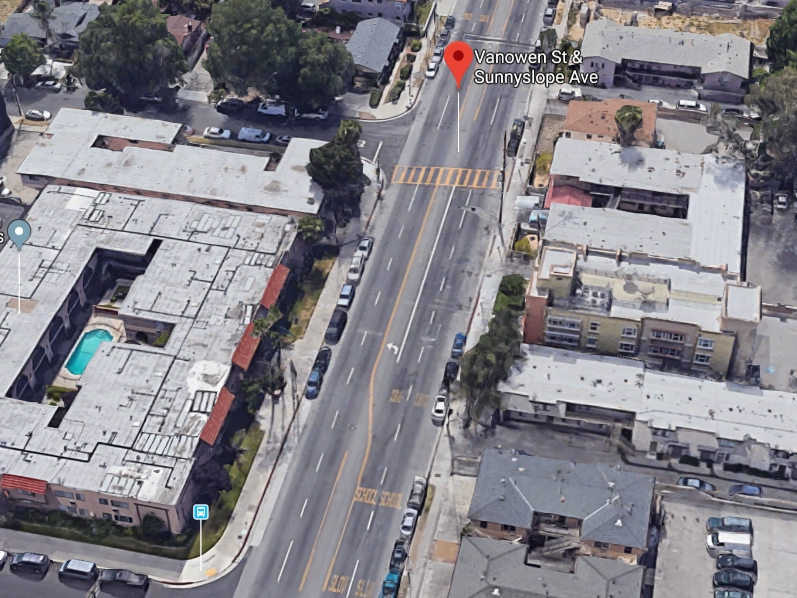 The city unveiled a new kind of traffic signal at the San Fernando Valley crosswalk where a student and crossing guard were hit last month.