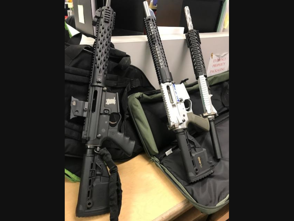 The Los Angeles Police Department confiscated these AR-15 ghost guns along with thousands of rounds during a probation check on two people with prior gun and drug convictions in Venice in 2018.
