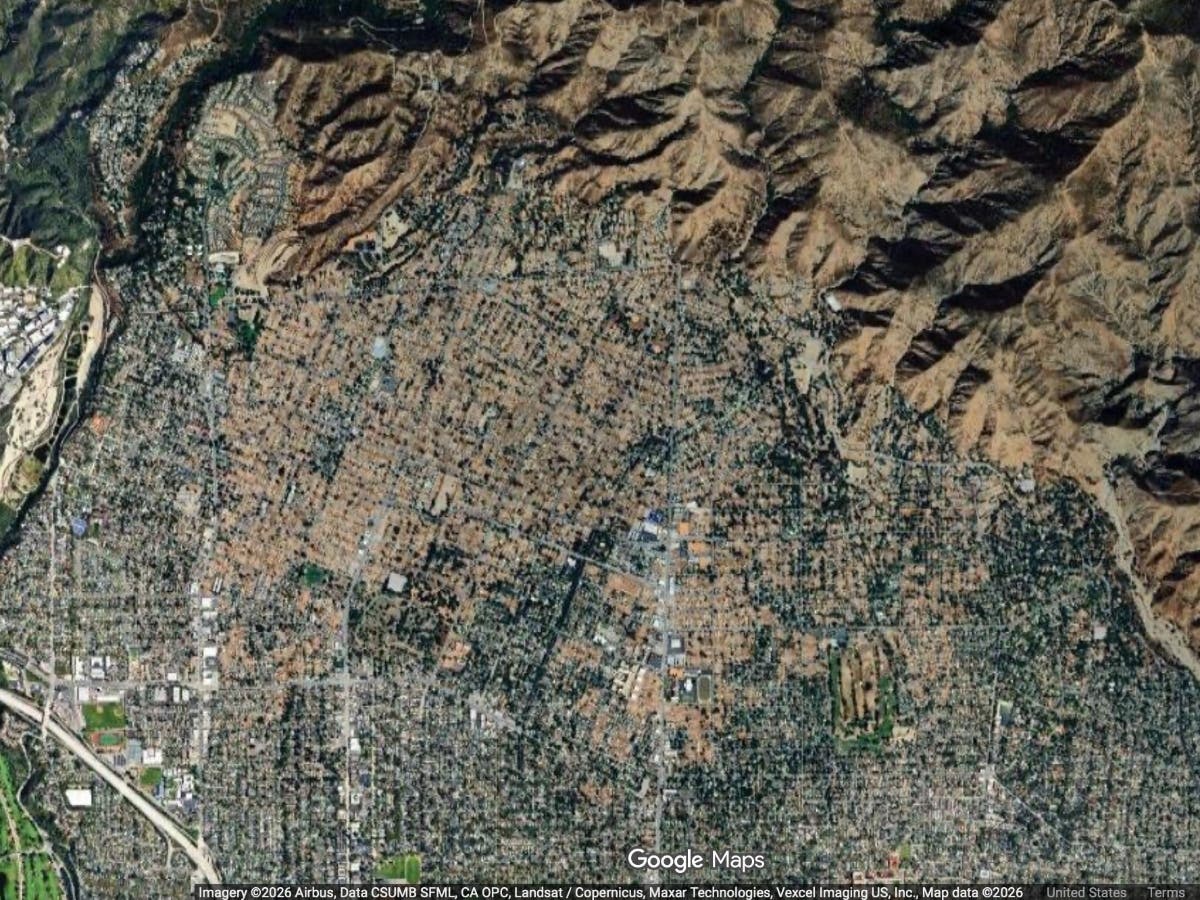 Altadena shown from above.