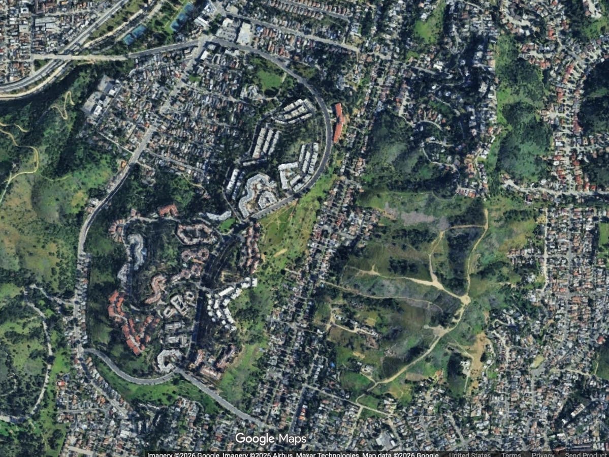 Elephant Hill, center right, is located in El Sereno in Northeast Los Angeles.