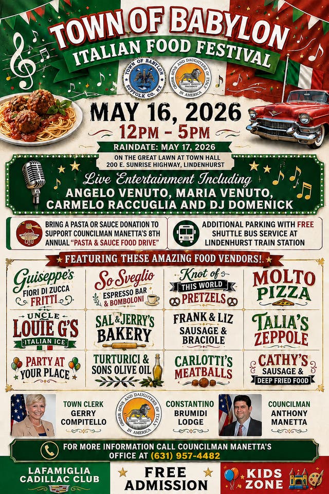 May 16 | Town of Babylon's 2026 Italian Food & Music Festival | Babylon ...