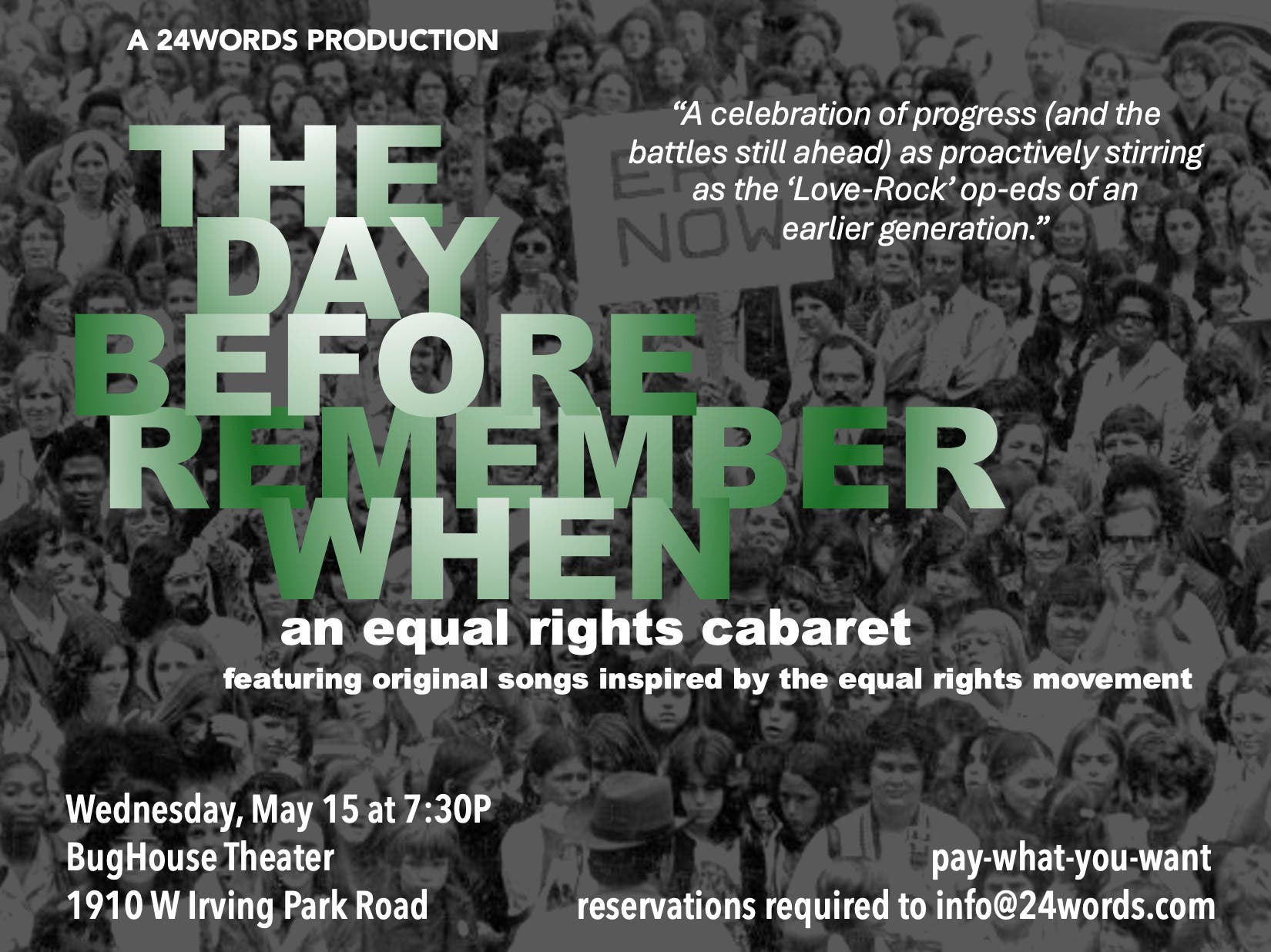 24WORDS Production —The Day Before Remember When: An Equal Rights journey, Chicago Cabaret Week