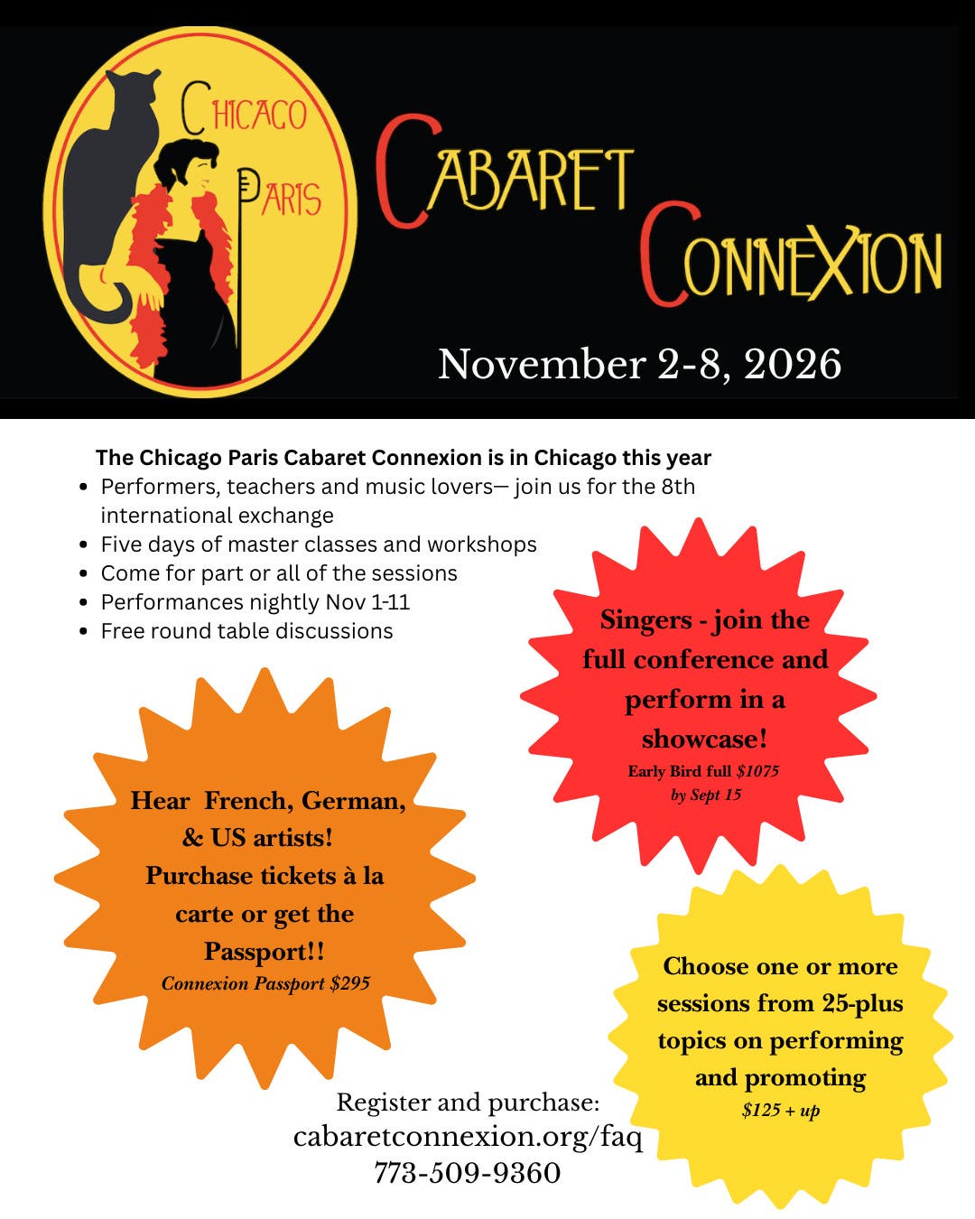 Chicago Paris Cabaret Connexion Conference Early-Bird Registration Deadline