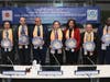 Dr. Hong, Tao-Tze, president of FOWPAL, presents the compass clock of conscience, celebrating the United Nations' designation of April 5 as the International Day of Conscience, to a group of visionary leaders at the UN in New York. (AP Images)