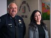 Santa Ana Police Deputy Chief Ken Gominsky with Leslee Razo, operations specialist for the Santa Ana Family Justice Center.