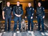 Westminster Police Deputy Chief Cameron Knauerhaze, from left, with K9 handler Officer Travis Hartman, Chief of Police Darin Lenyi, and K9 supervisor Sgt. Cindy Sweasy.