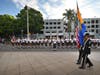 The Santa Ana Police Honor Guard post the colors with cadets from the Class of 252 behind them before the start of the 31 for 31 Run/Walk.
