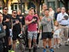 People stand at attention for the National Anthem before the start of the 31 for 31 Run/Walk.