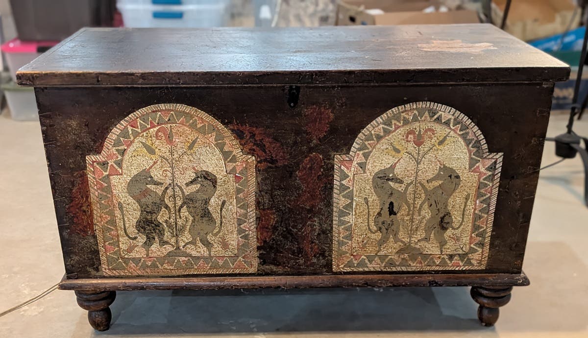Antique Berks County Paint Decorated Blanket Chest ($425)